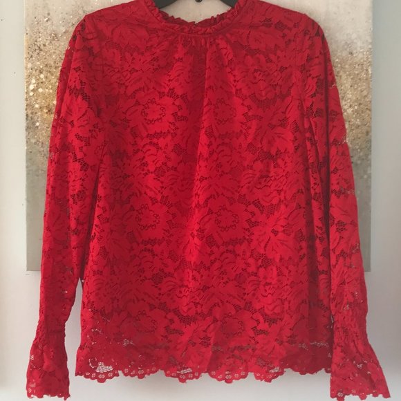 Zac & Rachel Tops - Zac & Rachel Red Lacy Blouse (NWT)
